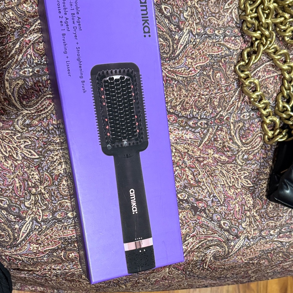 amika Black and Purple Heated Straightening Brush